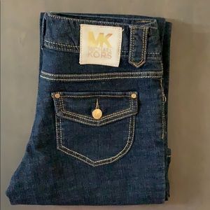 Michael Kors NWOT Gold Stitched Flared Leg Jeans